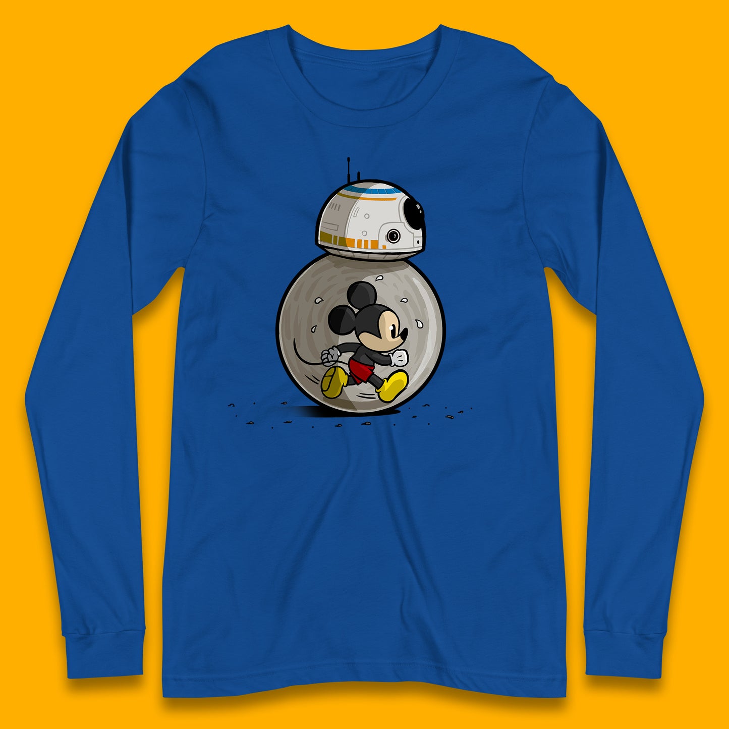 Disney Mickey Mouse BB-8 Funny Star Wars BB8 Running Mickey Disney Trip Star Wars 46th Anniversary Long Sleeve T Shirt