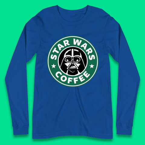 Sci-fi Action Adventure Movie Character Darth Vader Star Wars Coffee Starbucks Coffee Spoof Star Wars 46th Anniversary Long Sleeve T Shirt