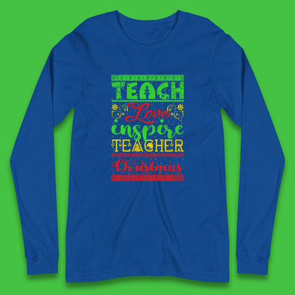 teach love inspire teacher christmas t shirt