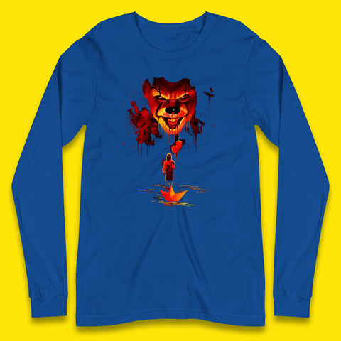 IT Clown Pennywise Halloween Horror Movie Character Serial Killer Clown Costume Long Sleeve T Shirt