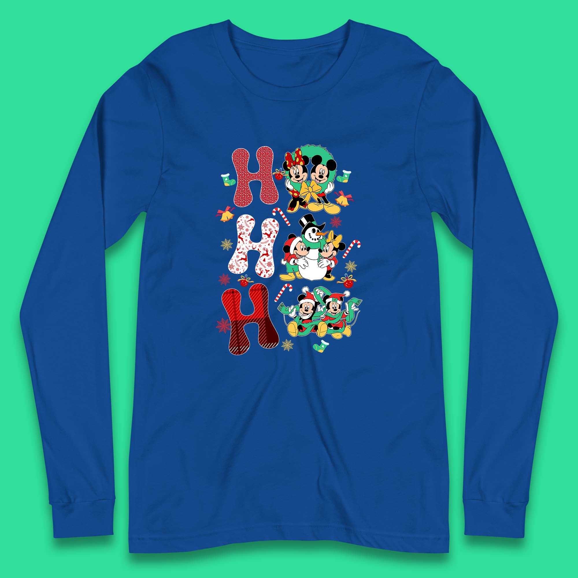 Vintage Disney Christmas Ho Ho Ho Mickey Mouse Minnie Mouse And Friends  Xmas Disney Trip Long Sleeve T Shirt