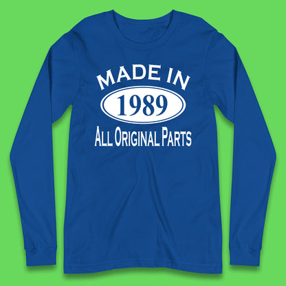 Made In 1989 All Original Parts Vintage Retro 34th Birthday Funny 34 Years Old Birthday Gift Long Sleeve T Shirt