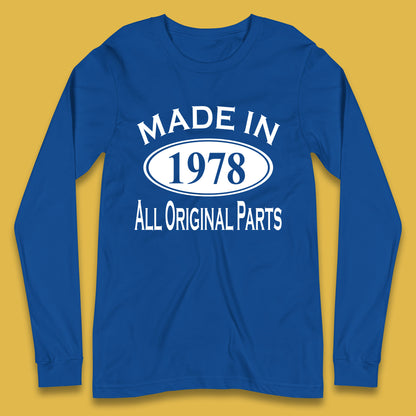 Made In 1978 All Original Parts Vintage Retro 45th Birthday Funny 45 Years Old Birthday Gift Long Sleeve T Shirt