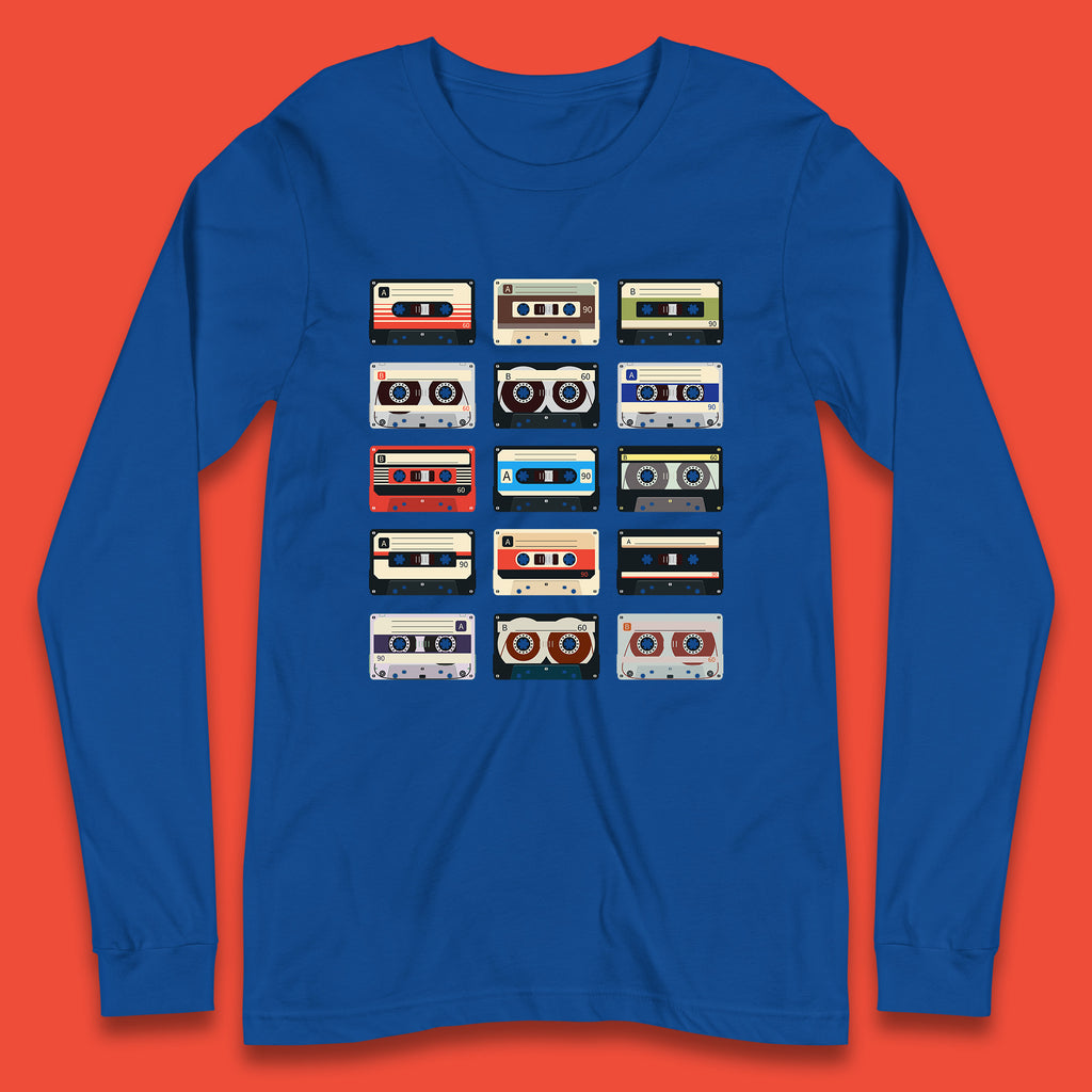 Vintage Cassettes Tapes Retro Rock Band Old School Music Lover Long Sleeve T Shirt