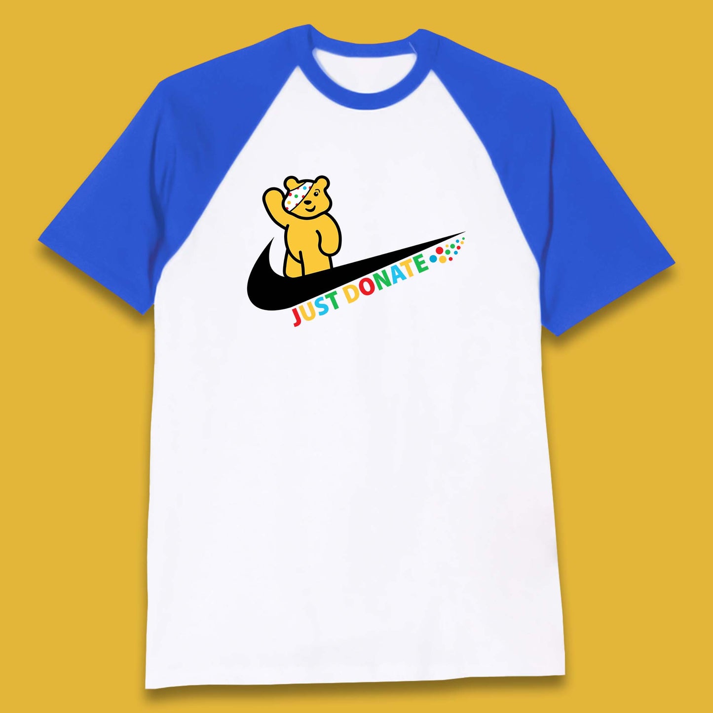 Just Donate Spotty Pudsey Bear Children In Need Fundraising Pudsey Bear Baseball T Shirt