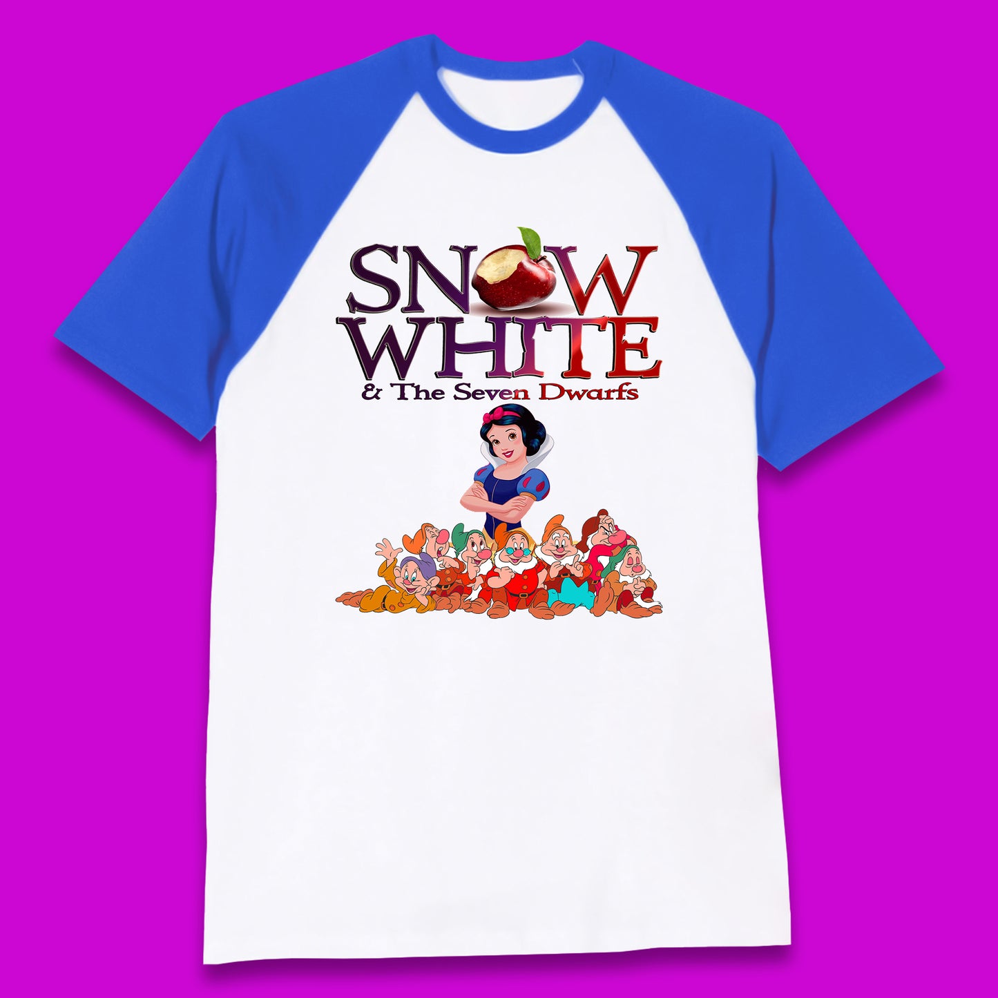 Disney Snow White And The Seven 7 Dwarfs Disney Dwarfs Group Grumpy Sleepy Dopey Doc Sneezy Bashful Happy Disneyland Cartoon Character Baseball T Shirt