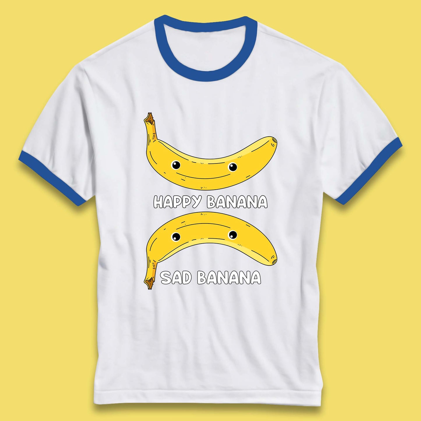 Happy Banana Sad Banana Funny Meme Pun Joke Smiling Face Ringer T Shirt