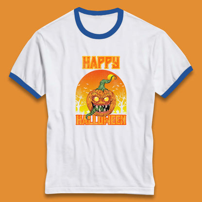 Happy Halloween Zombie Monster Pumpkin Jack-o-lantern Spooky Season Ringer T Shirt