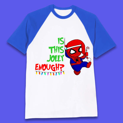 Jolly Enough Spiderman Christmas Baseball T-Shirt