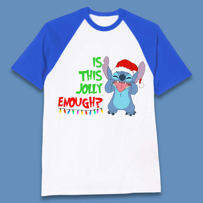 Jolly Enough Stitch Christmas Baseball T-Shirt