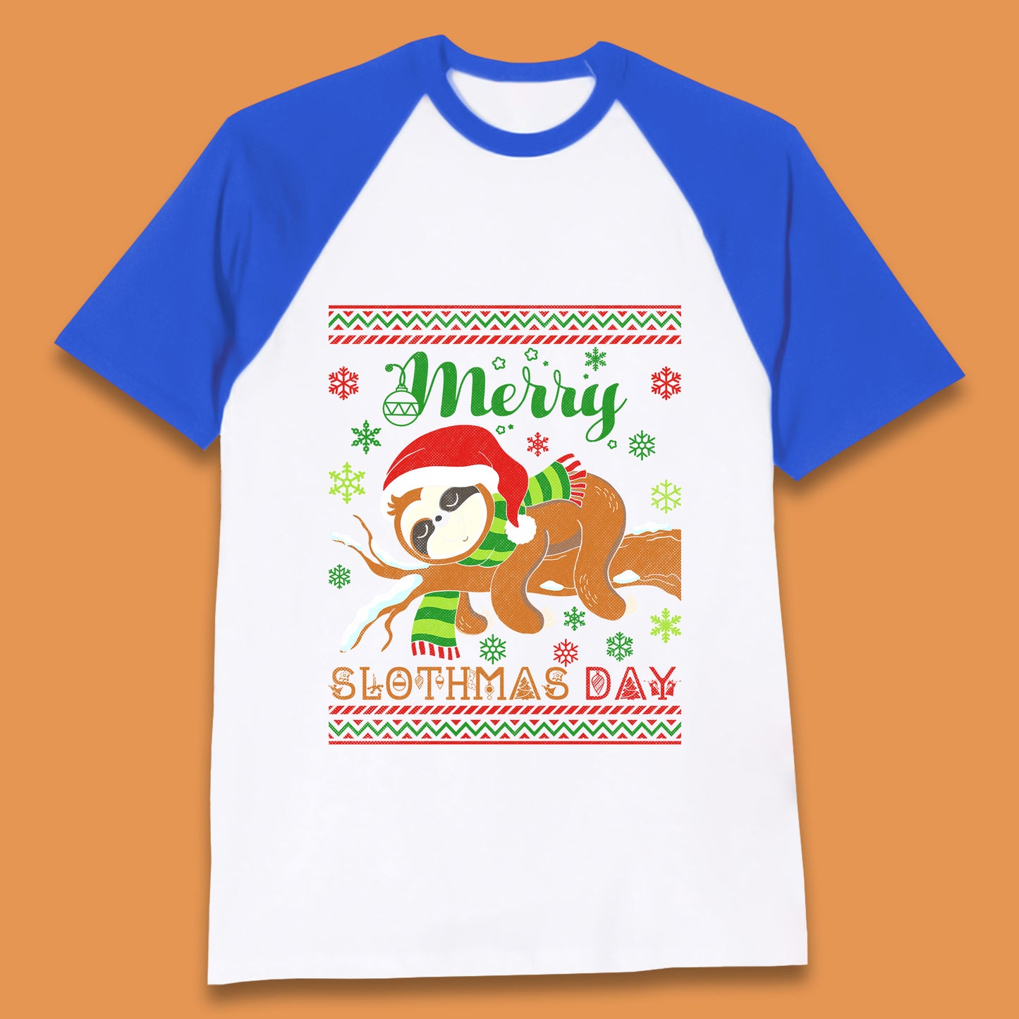 Merry Slothmas Day Christmas Santa Sloth Lovers Xmas Holiday Celebration Baseball T Shirt