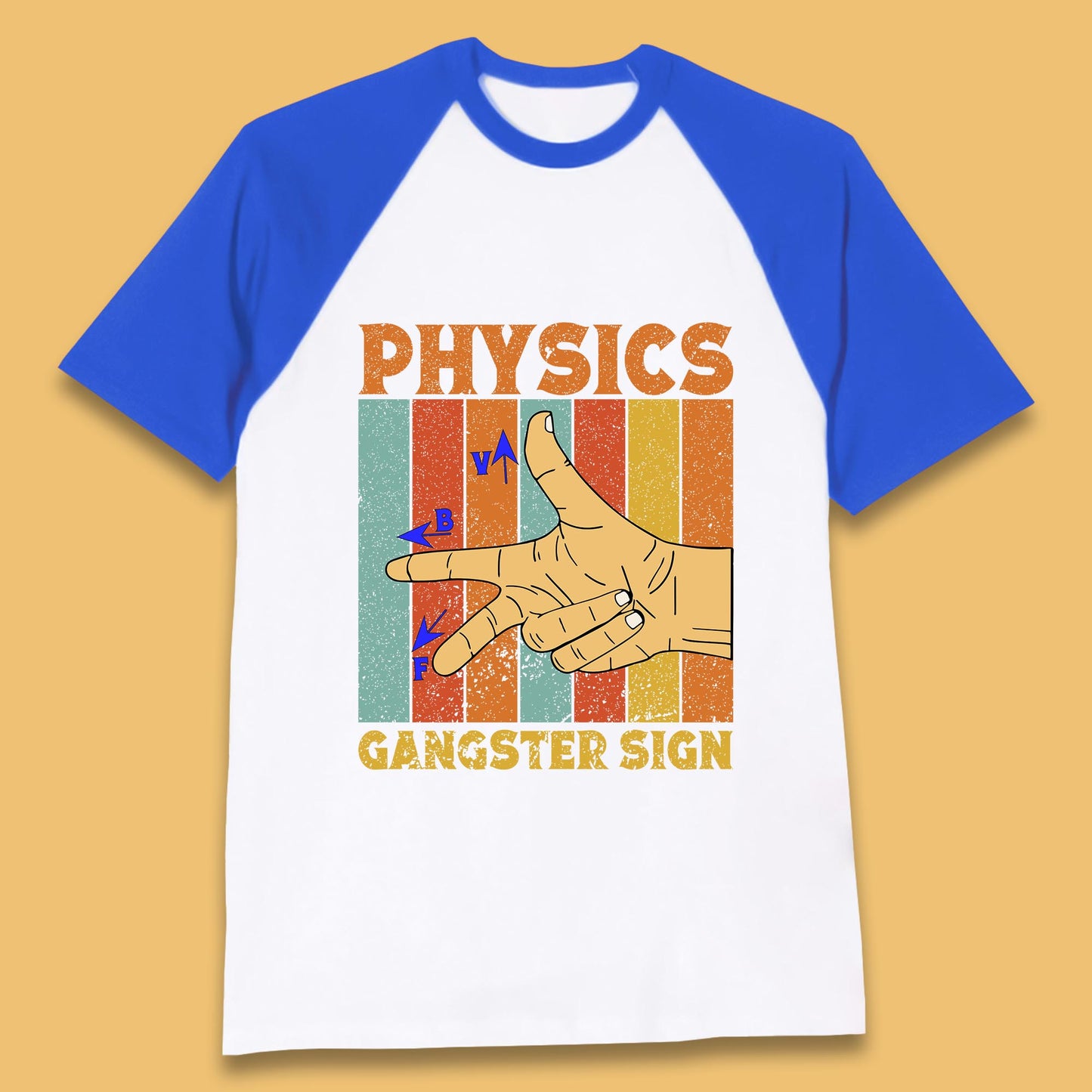 Physics Gangster Sign  Right Hand Rule Funny Parody Science Scientist Baseball T Shirt