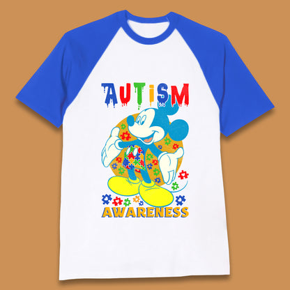 Autism Awareness Mickey Mouse Baseball T-Shirt