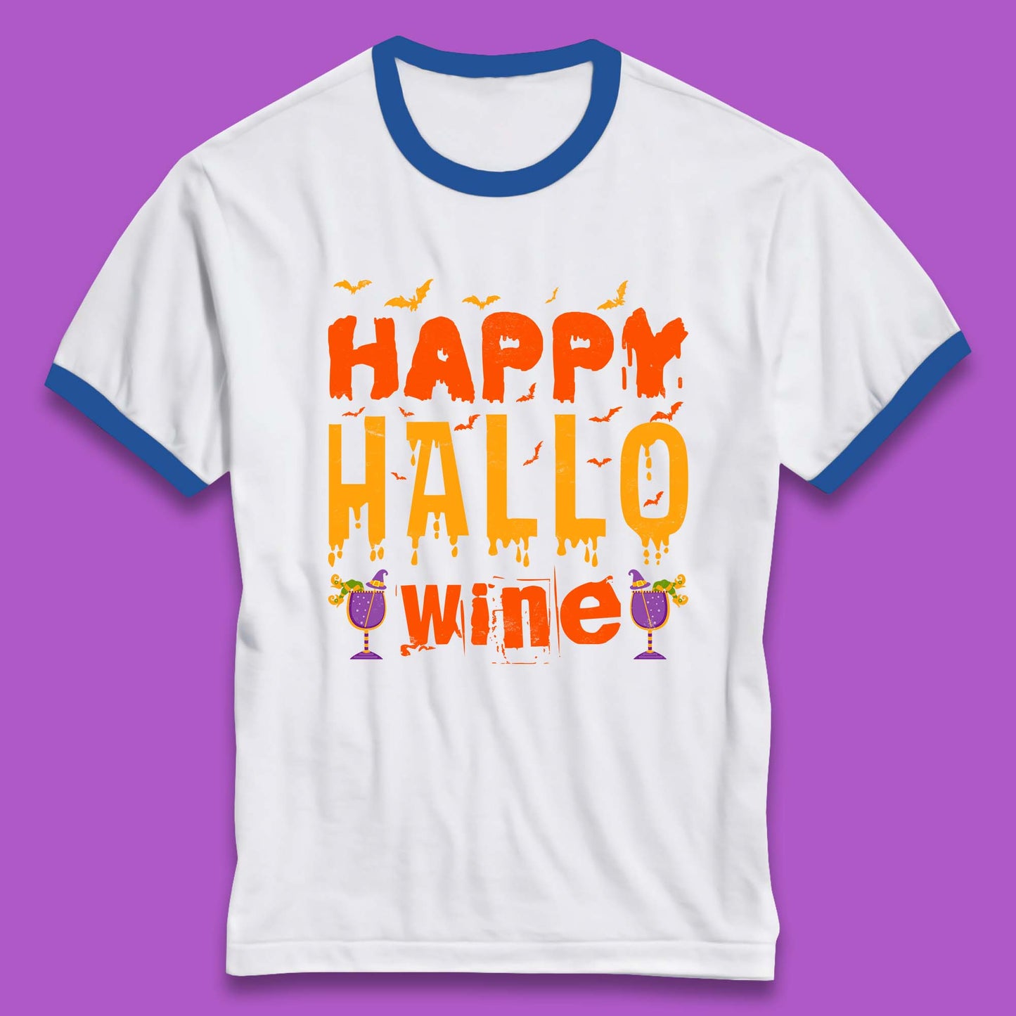 Happy Hallowine Funny Halloween Wine Drinking Party Wine Lover Ringer T Shirt