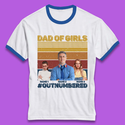 Personalised Dad Of Girls Ringer T-Shirt