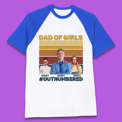 Personalised Dad Of Girls Baseball T-Shirt