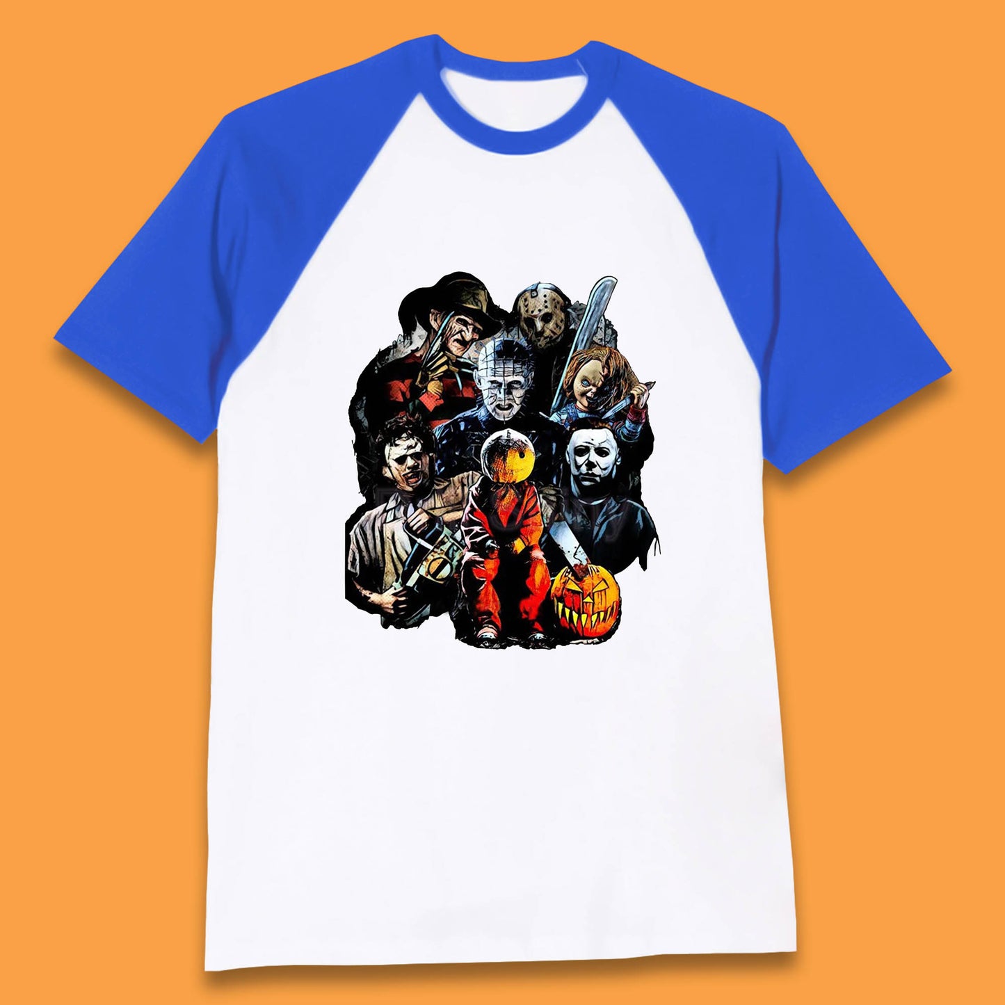 Halloween Horror Movie Characters Friends Halloween Villians Serial Killers Baseball T Shirt