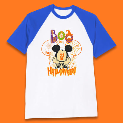 Boo Halloween Mickey Mouse Skeleton Horror Scary Disney Halloween Disneyland Trip Baseball T Shirt