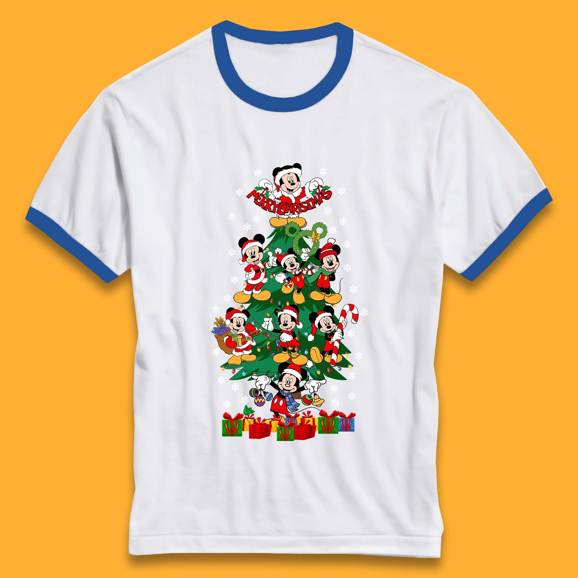 mickey mouse christmas tree ringer tee