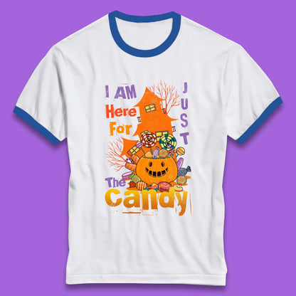 I'm Just Here For The Candy Halloween Trick Or Treat Ringer T Shirt