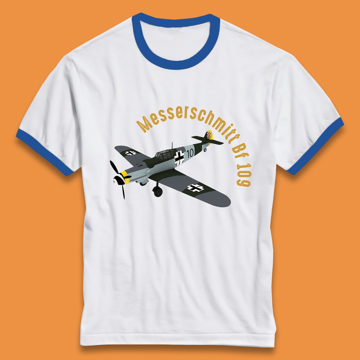 Messerschmitt Bf 109 Fighter Aircraft Vintage Retro Military Fighter Jets World War Remembrance Day Ringer T Shirt