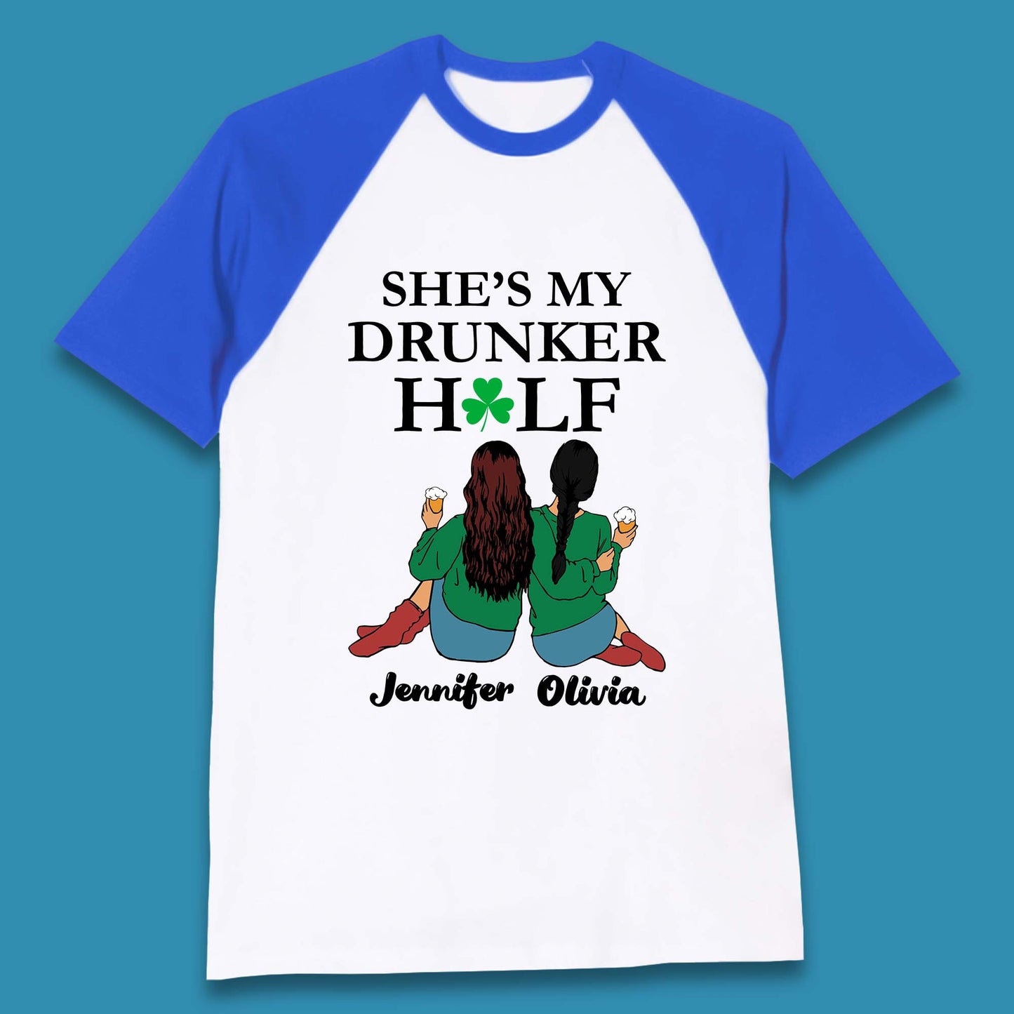 Personalised She's My Drunker Half Baseball T-Shirt