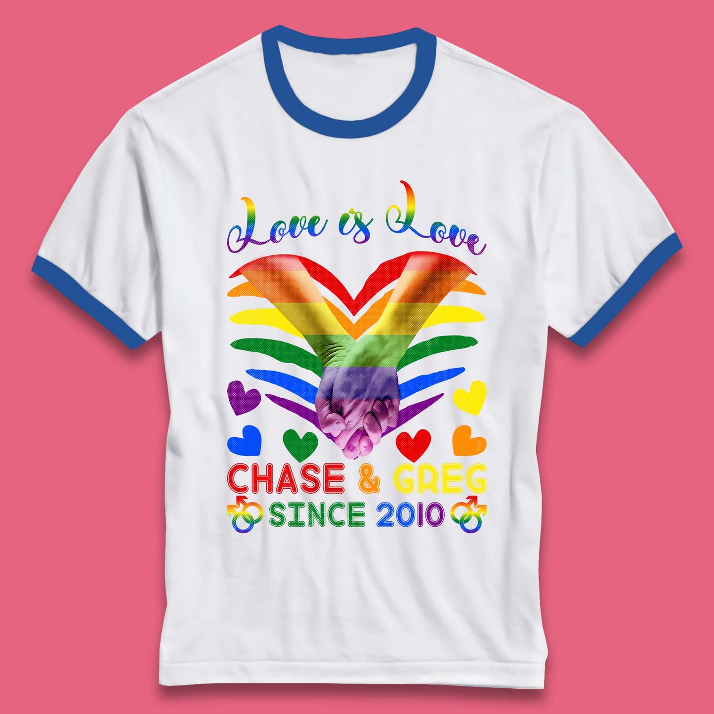 Personalised Lgbt Love Is Love Ringer T-Shirt