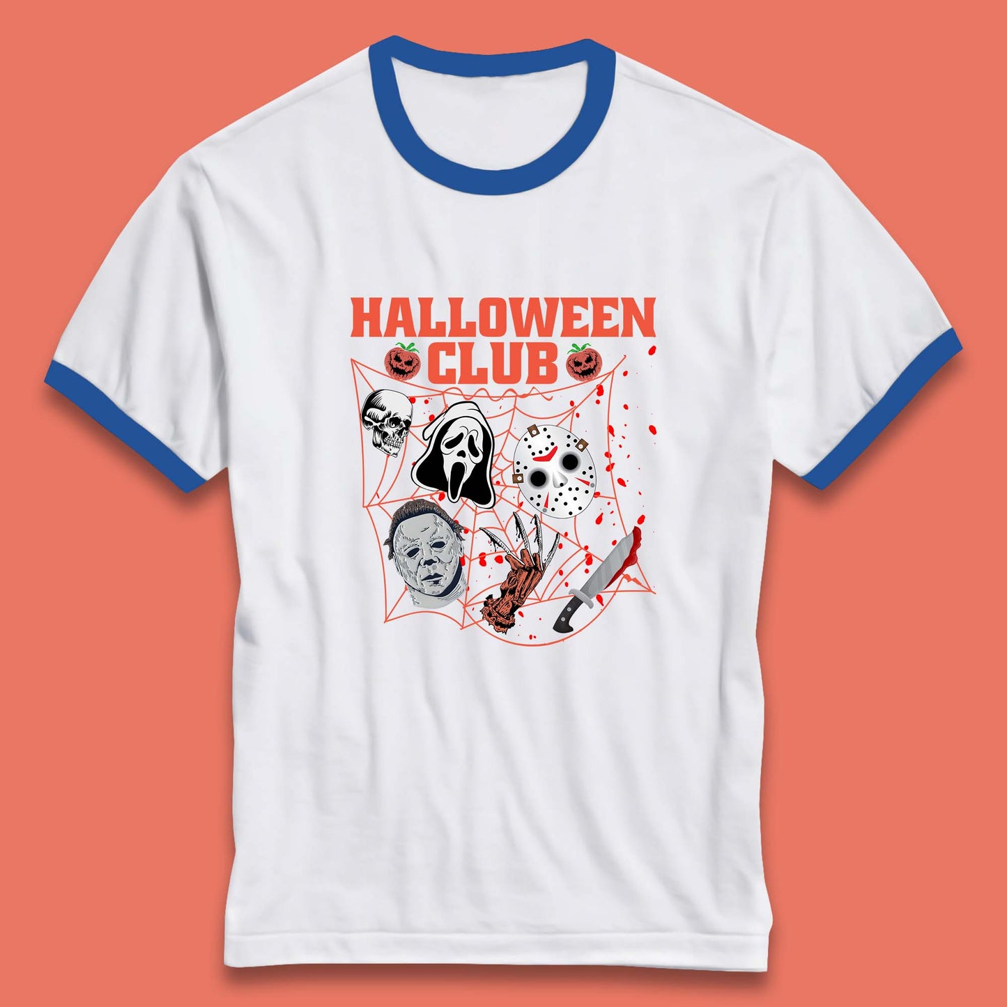 Halloween Club Horror Scary Friends Halloween Horror Movie Characters Ringer T Shirt