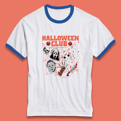 Halloween Club Horror Scary Friends Halloween Horror Movie Characters Ringer T Shirt