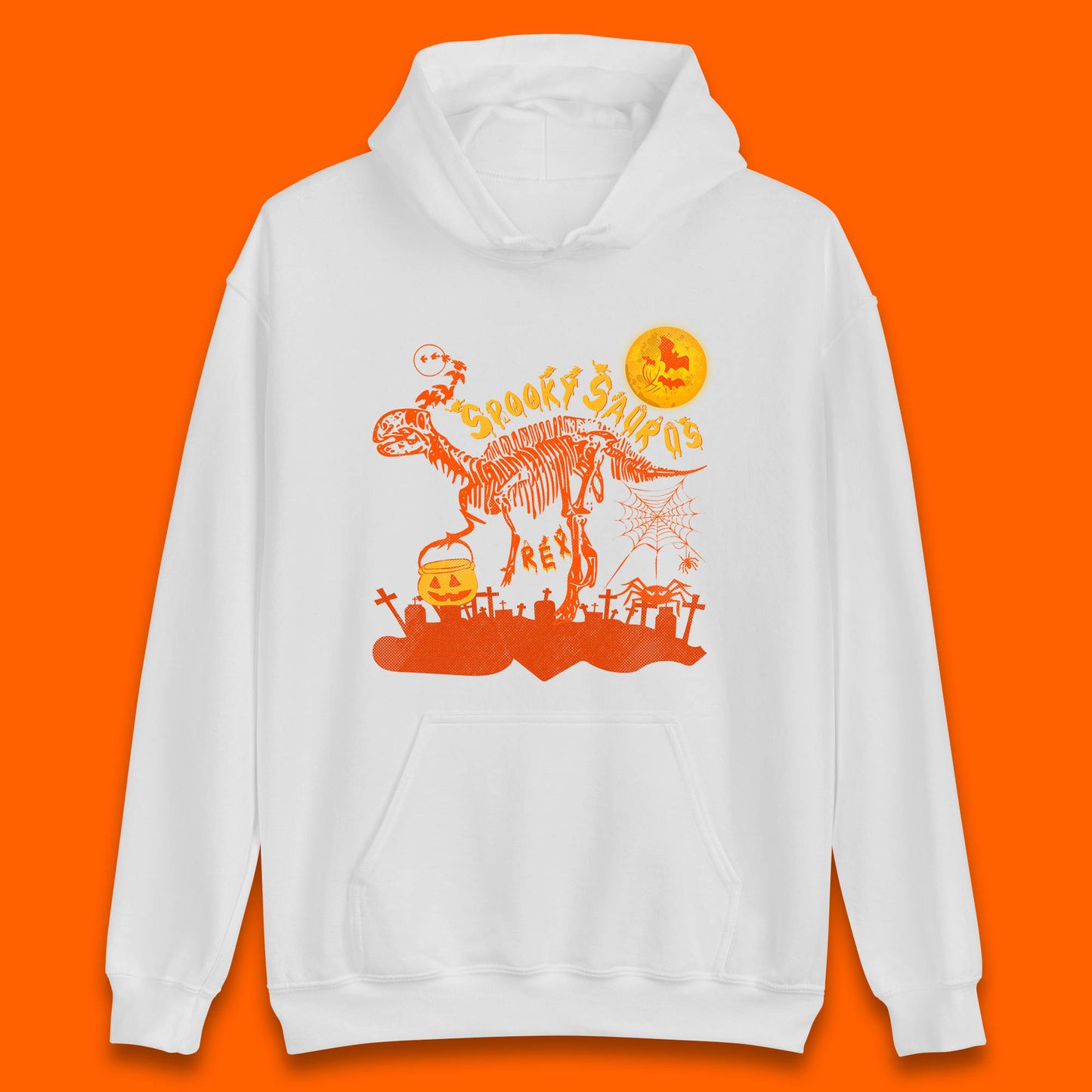 Spooky Saurus Rex Halloween Dinosaur Skeleton T-Rex Scary Pumpkin Unisex Hoodie