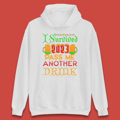 I Survived 2023 Pass Me Another Drink Christmas Beer Drinking Lover Xmas Unisex Hoodie