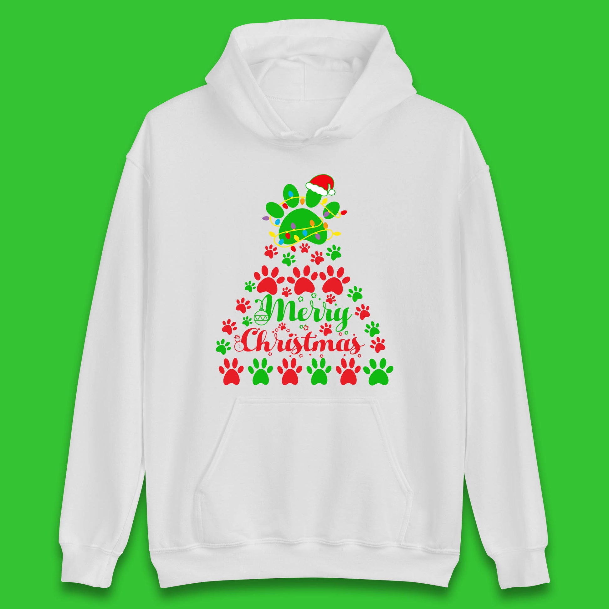 merry christmas paws tree hoodie