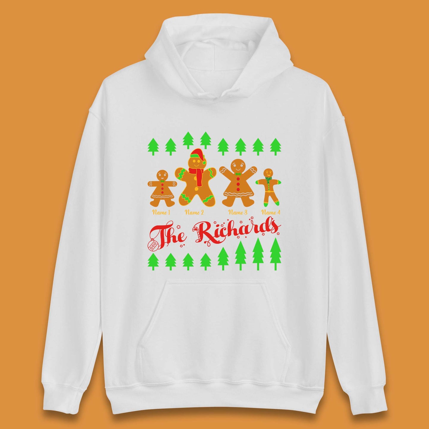 Personalised The Gingerbread Family Christmas Unisex Hoodie