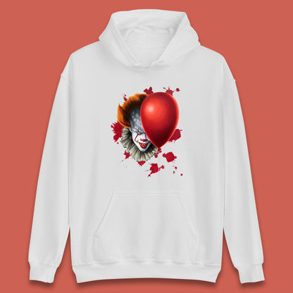 IT Pennywise Clown With Balloon Halloween Evil Clown Costume Horror Movie Serial Killer Unisex Hoodie