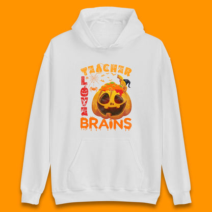 Teacher Love Brain Halloween Spooky Teacher Trick Or Teach Unisex Hoodie