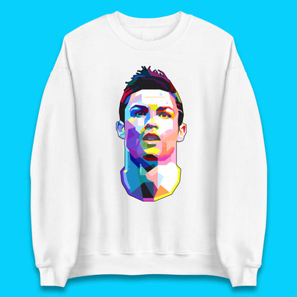 Cristiano Ronaldo Retro Style Portrait Football Player CR7 Portuguese Professional Footballer Soccer Player Sports Champion Unisex Sweatshirt