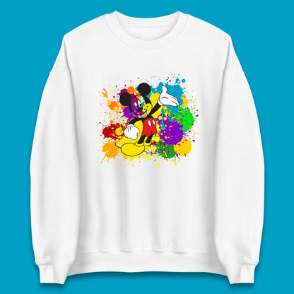 Abstract Paint Splashing On Disney Mickey Mouse Disneyland Trip Unisex Sweatshirt