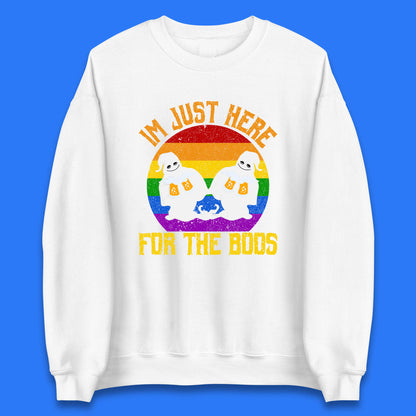 Halloween I Just Here For The Boos Gay Boo Ghosts Drinking Beer LGBTQ Pride Beer Unisex Sweatshirt