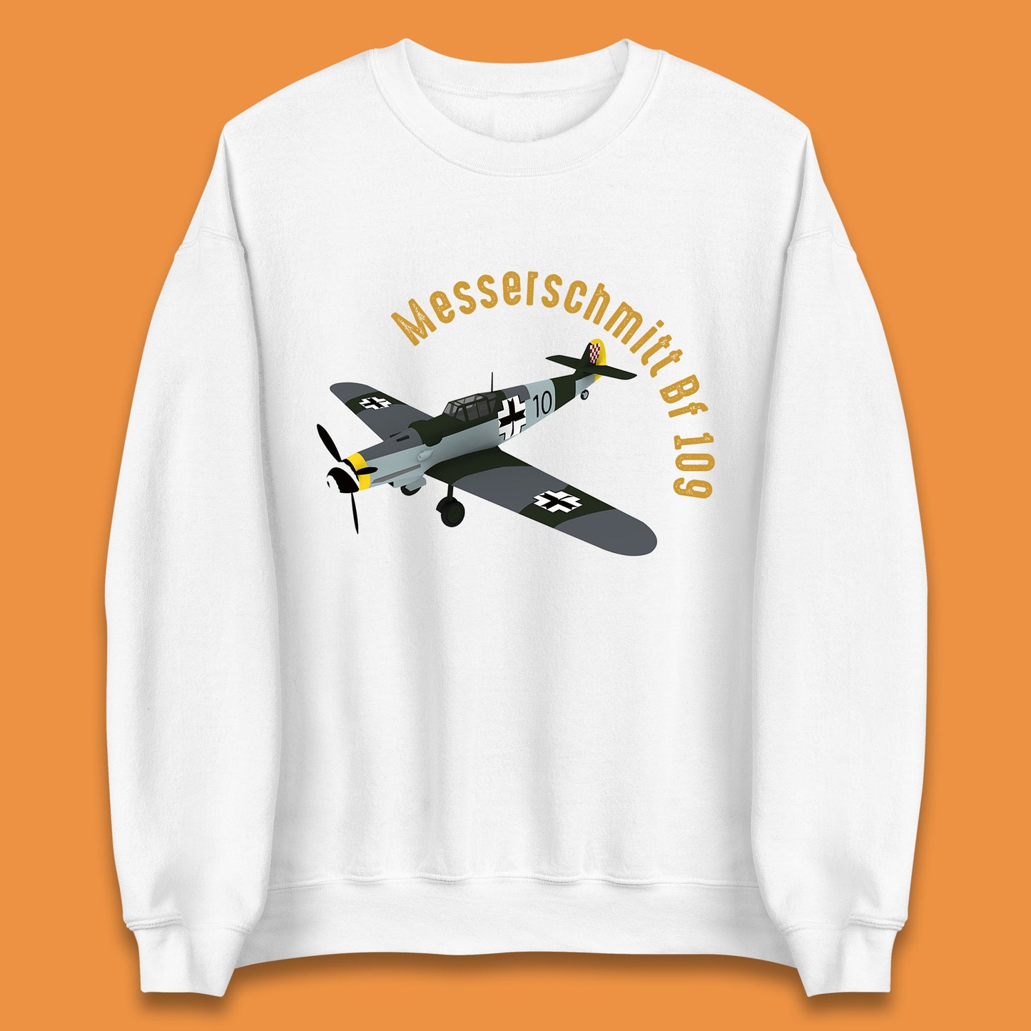 Messerschmitt Bf 109 Fighter Aircraft Vintage Retro Military Fighter Jets World War Remembrance Day Unisex Sweatshirt