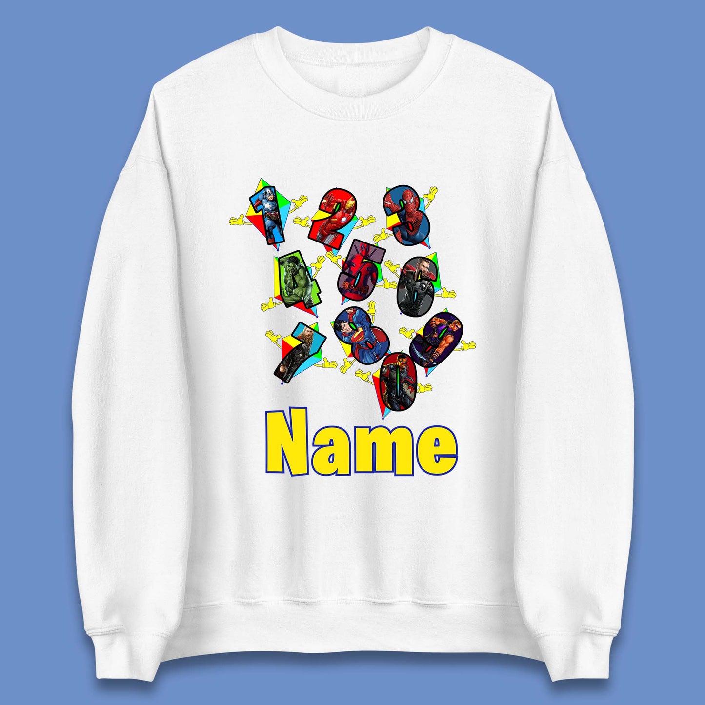 Personalised Number Day Superheroes Superheroes Unisex Sweatshirt