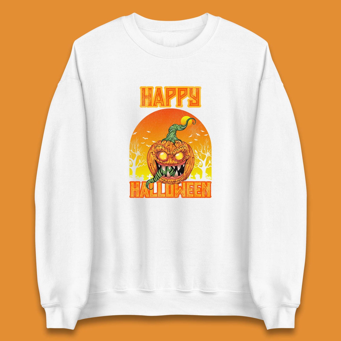 Happy Halloween Zombie Monster Pumpkin Jack-o-lantern Spooky Season Unisex Sweatshirt