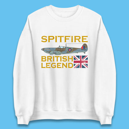 Supermarine Spitfire British Legend Fighter Aircraft Royal Air Force Spitfire WW2 Remembrance Day Unisex Sweatshirt