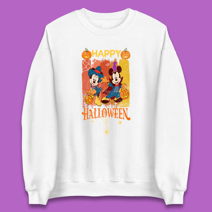 Happy Halloween Disney Witch Mickey Mouse Minnie Mouse Horror Scary Disneyland Trip Unisex Sweatshirt