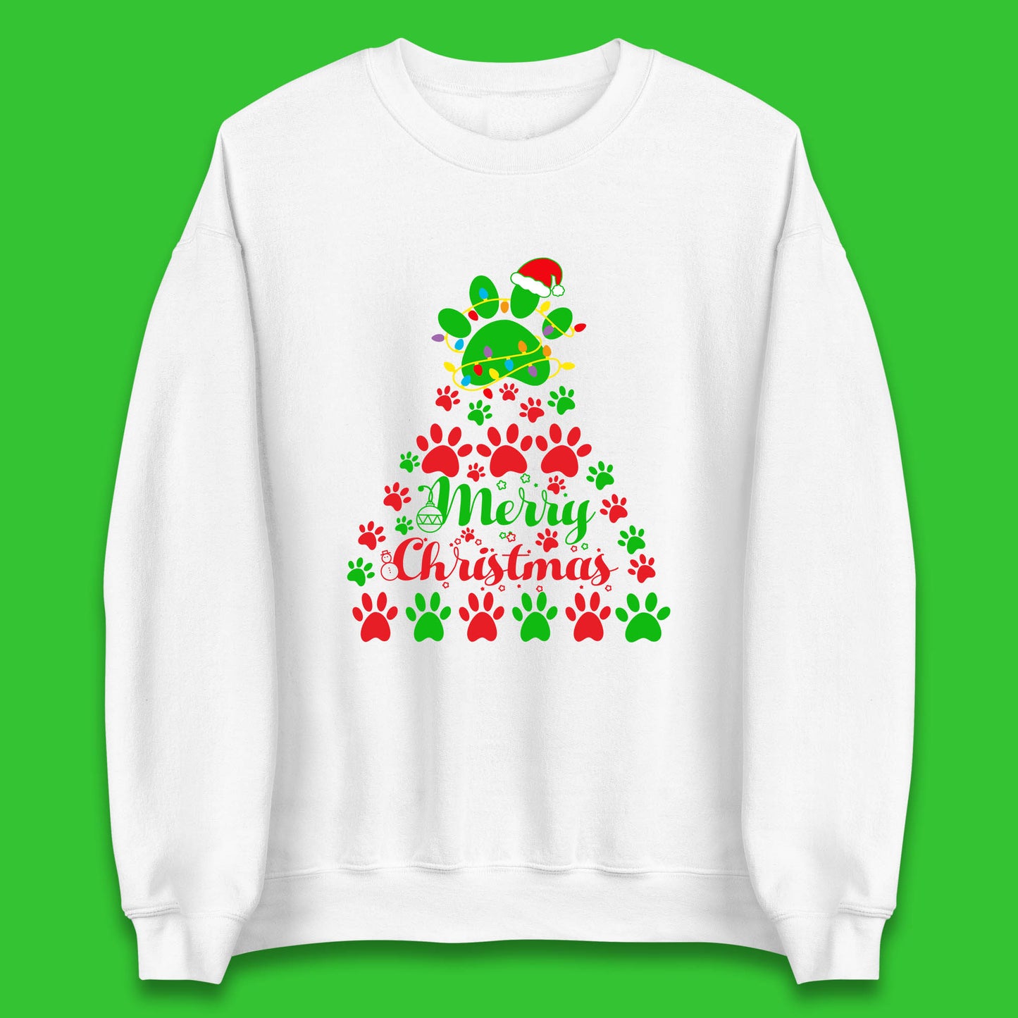 merry christmas paws tree sweatshirt