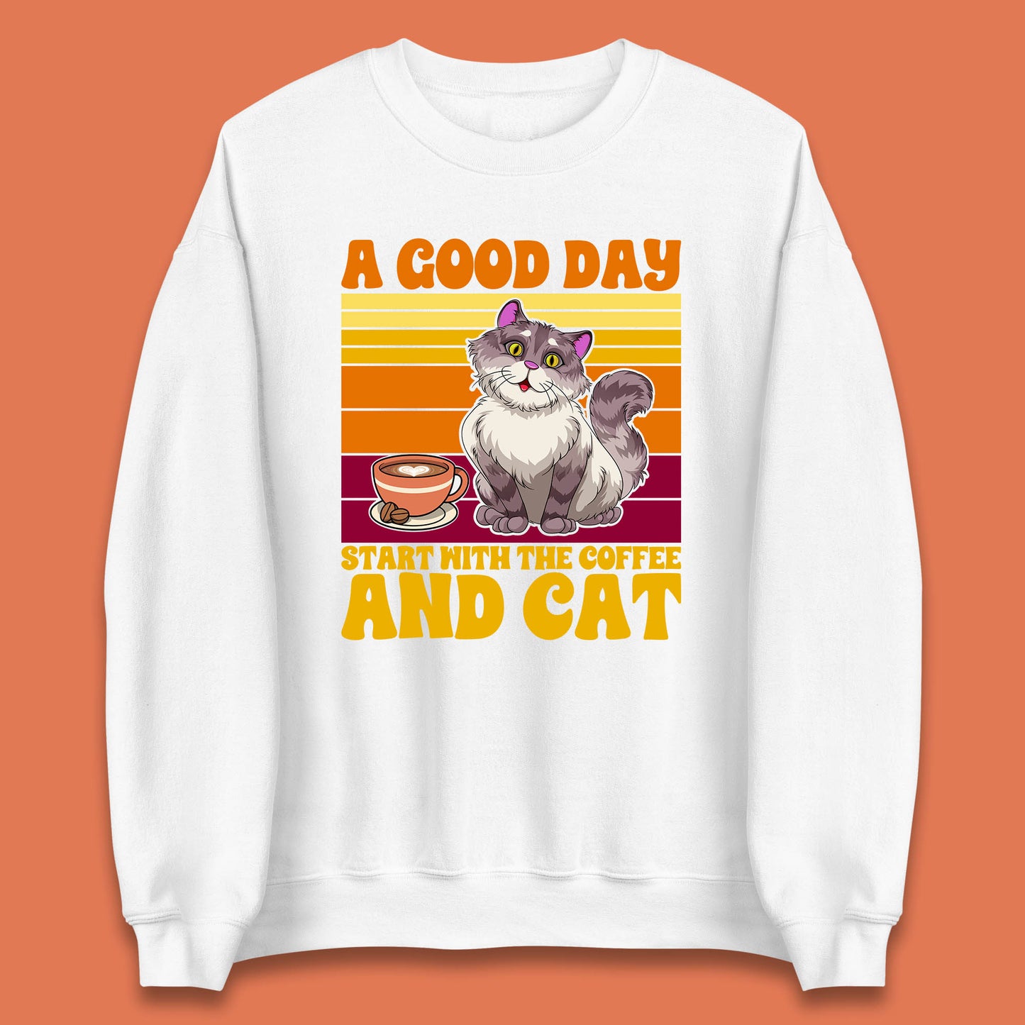 A Good Day Start With The Coffee And Cat Funny Coffee Cats Lovers Unisex Sweatshirt