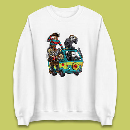 Halloween Scooby Doo Friends Van Horror Movie Villians Characters Mystery Machine Unisex Sweatshirt