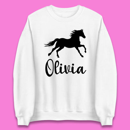 Personalised Running Unicorn Your Name Or Custom Text Horse & Pony Lover Magic Believer Unisex Sweatshirt