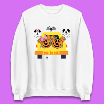 Disney Halloween Mickey Minnie Mouse Pumpkin Ghost Boo To You Horror Scary Disney Trip Unisex Sweatshirt