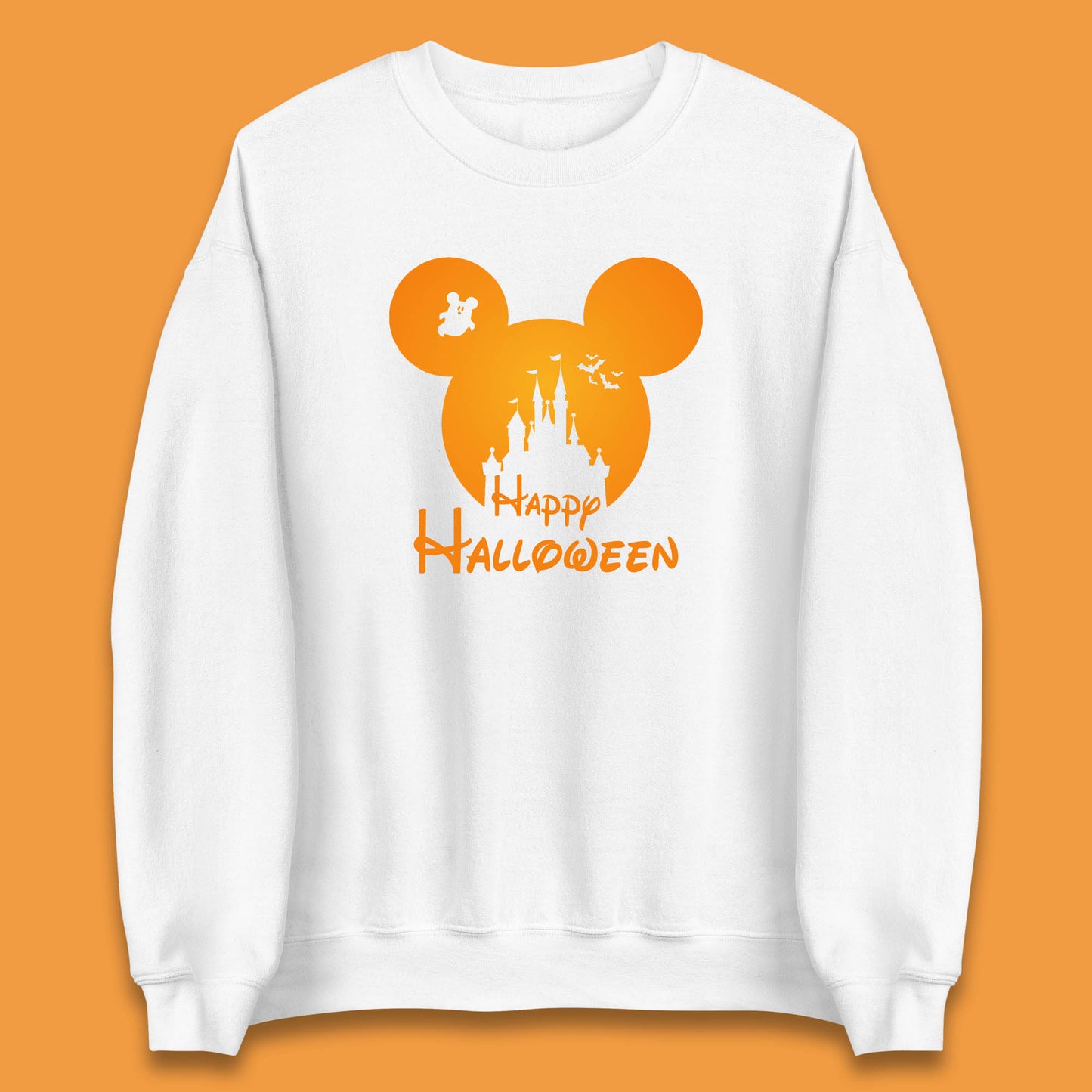 Happy Halloween Mickey Mouse Disney Castle Halloween Scary Boo Flying Bats Unisex Sweatshirt