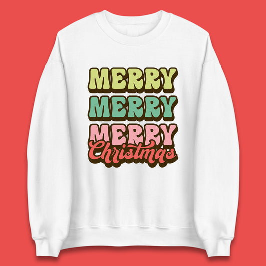 merry merry merry christmas retro groovy style sweatshirt